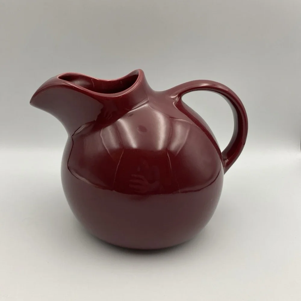Vintage Franciscan Pottery Ball Pitcher Ice Lip Burgundy Maroon Rare Color MCM